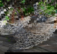Weaving Woven Basket with Leather Handle - Darwin Holiday